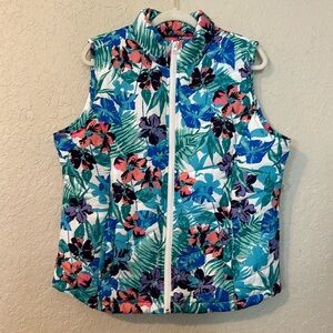 ❄️NWT Caribbean Joe zip up flower vest r